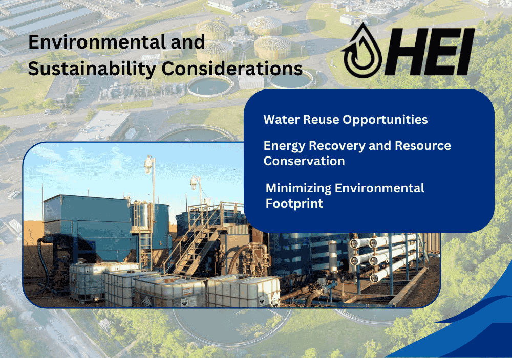 Clean, modern wastewater treatment infrastructure in the U.S. designed for minimal chemical use and low energy consumption.